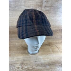 Y2K Burberry London 100% Cashmere Plaid Baseball Hat Cap